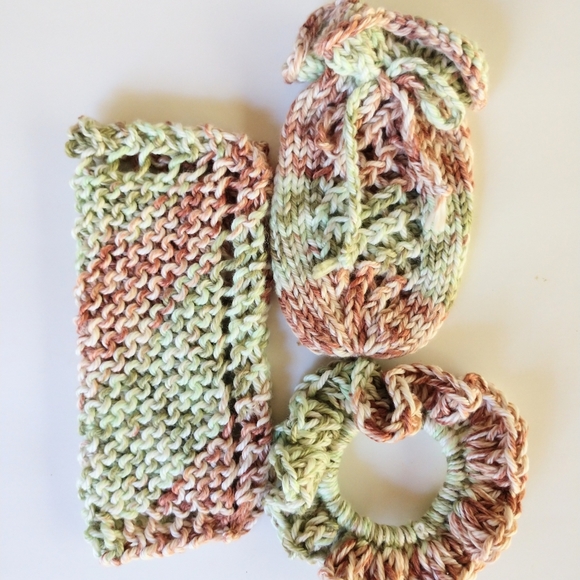 Hand Crafted Spa Gift Set Soap Saver Facecloth Scrunchy Bath Essential Essential - Picture 10 of 13